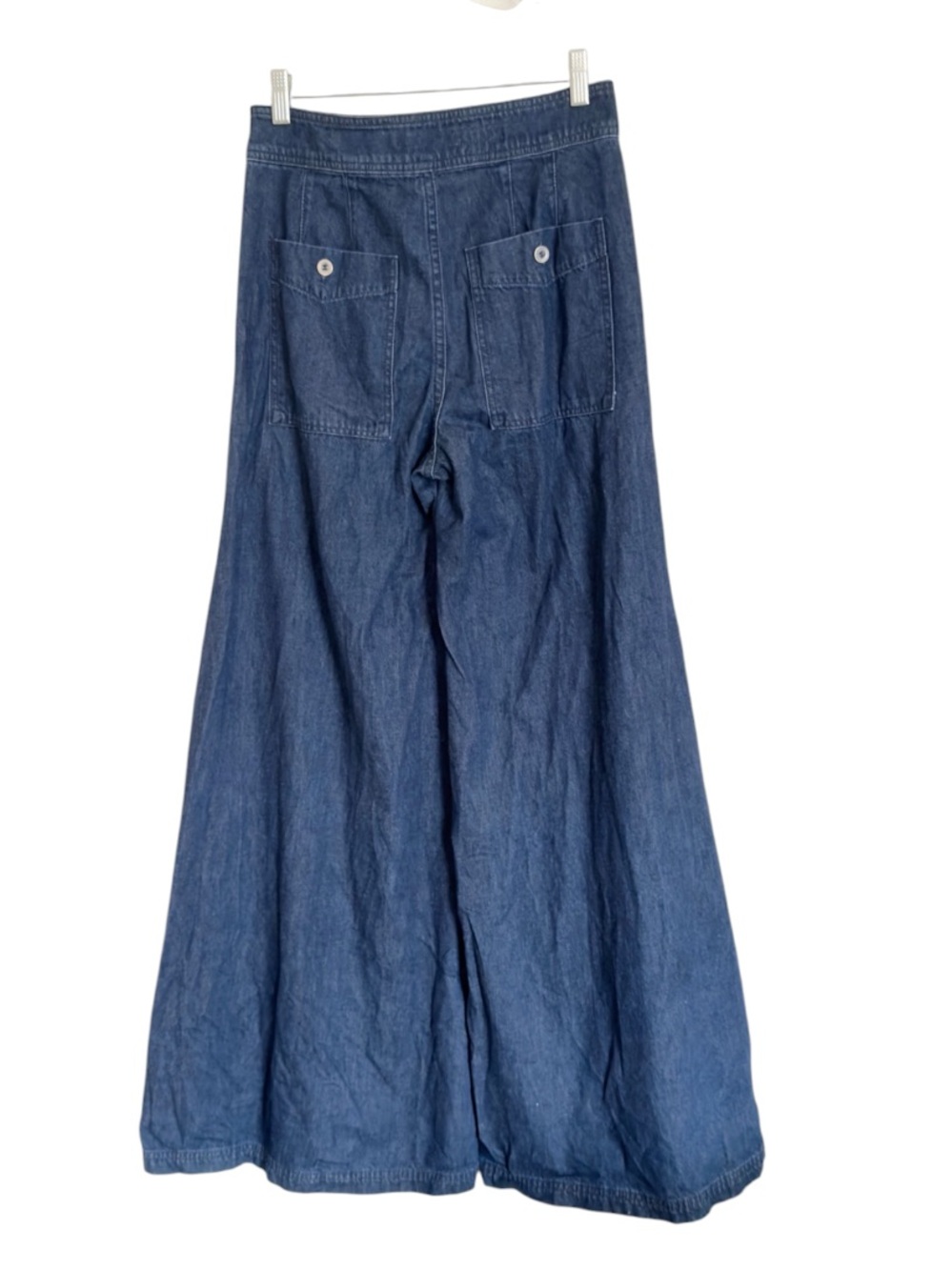 Pilcro Anthropologie Palazzo Wide-leg Flare High-Waisted Dark Blue Jeans size 27 - Picture 2 of 10
